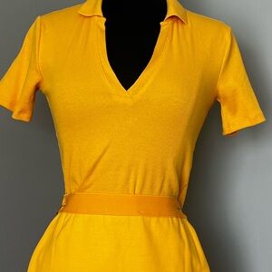 Zara 2pc Marigold Yellow Cotton Polo & Mido Skirt Set